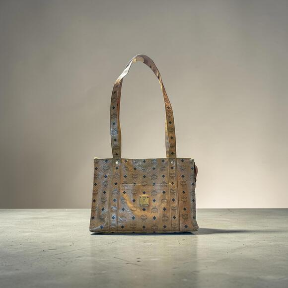 MCM Handbags - MCM Cognac Visetos Coated Canvas Tote Bag